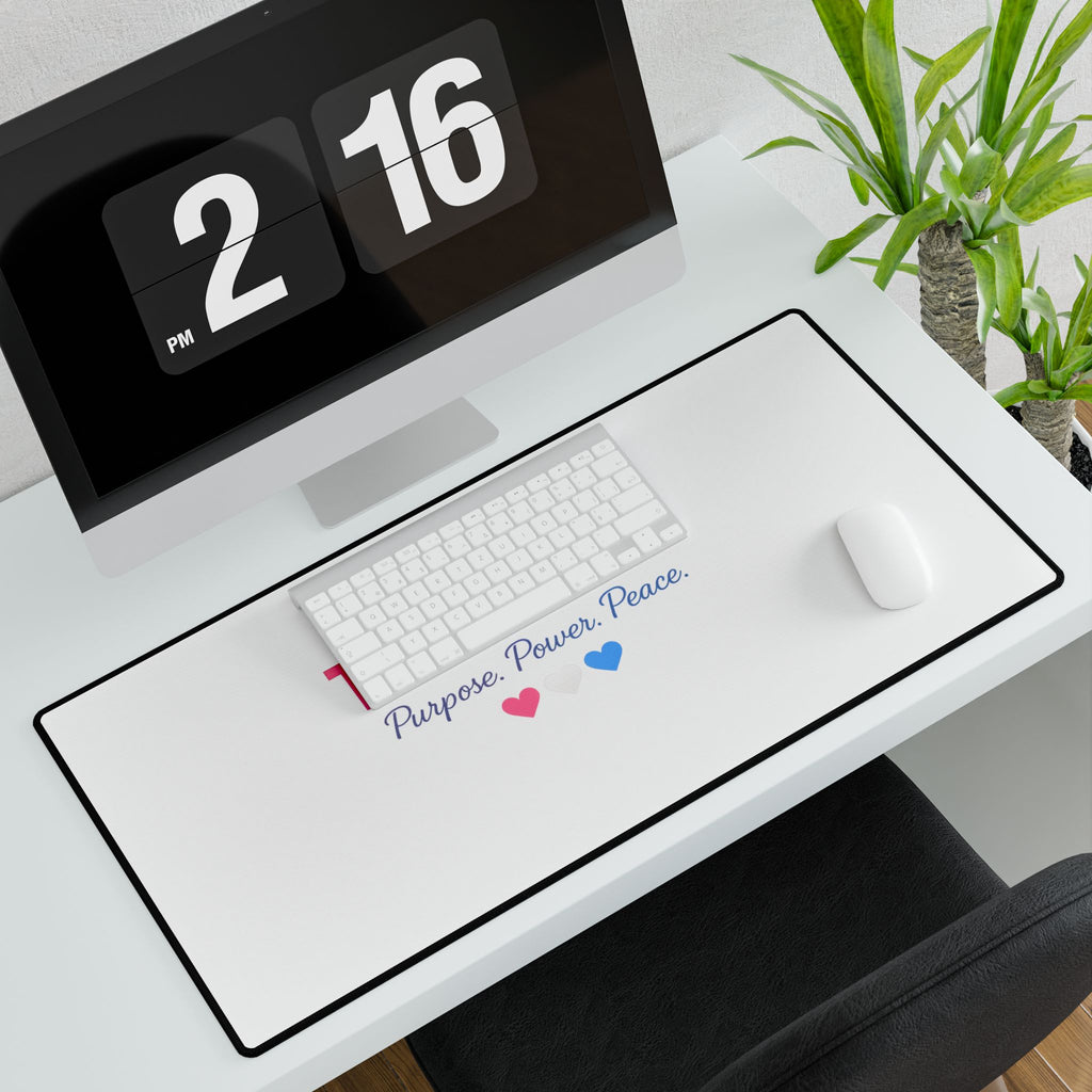 THE STORM Purpose. Power. Peace. Blue, White, Pink Heart Gaming/Office Mouse Pad