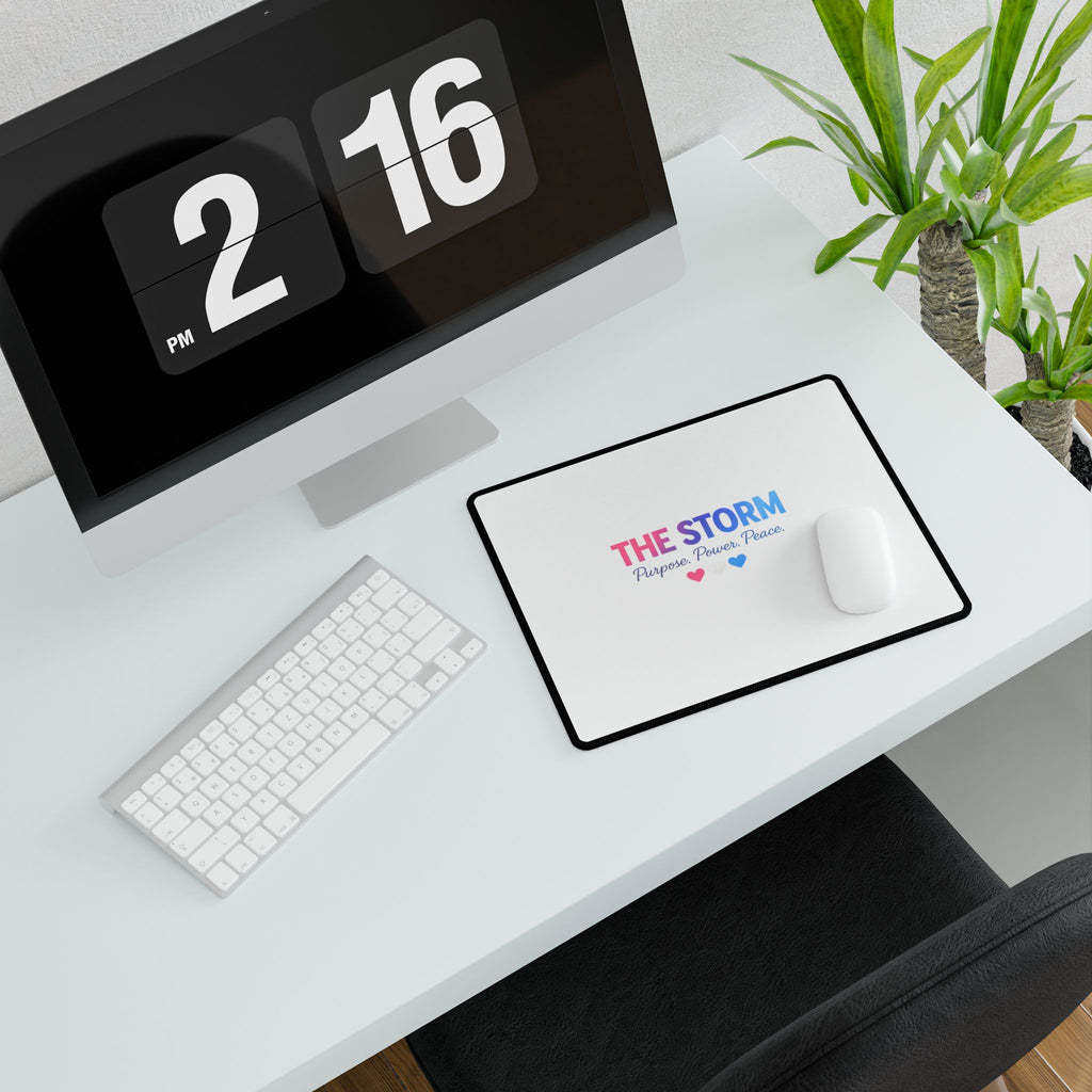 THE STORM Purpose. Power. Peace. Blue, White, Pink Heart Gaming/Office Mouse Pad
