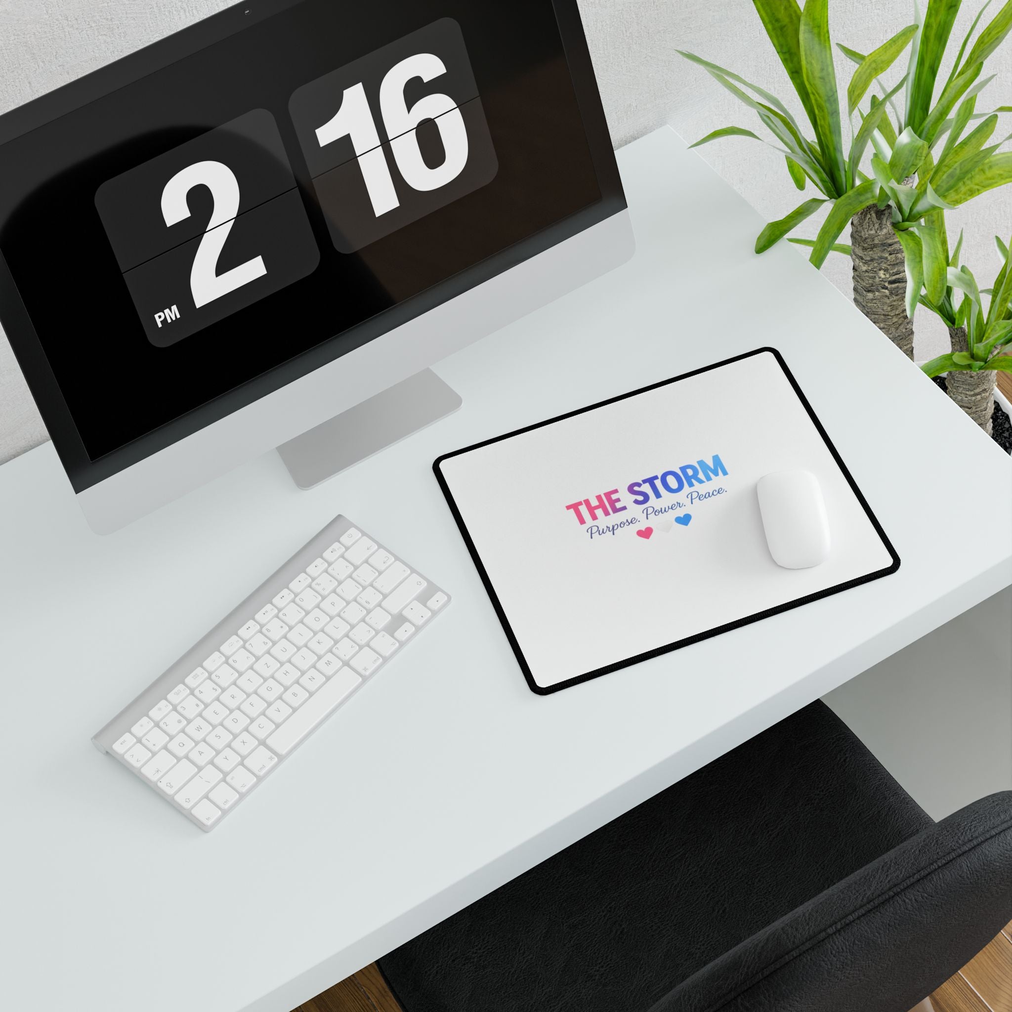 THE STORM Purpose. Power. Peace. Blue, White, Pink Heart Gaming/Office Mouse Pad