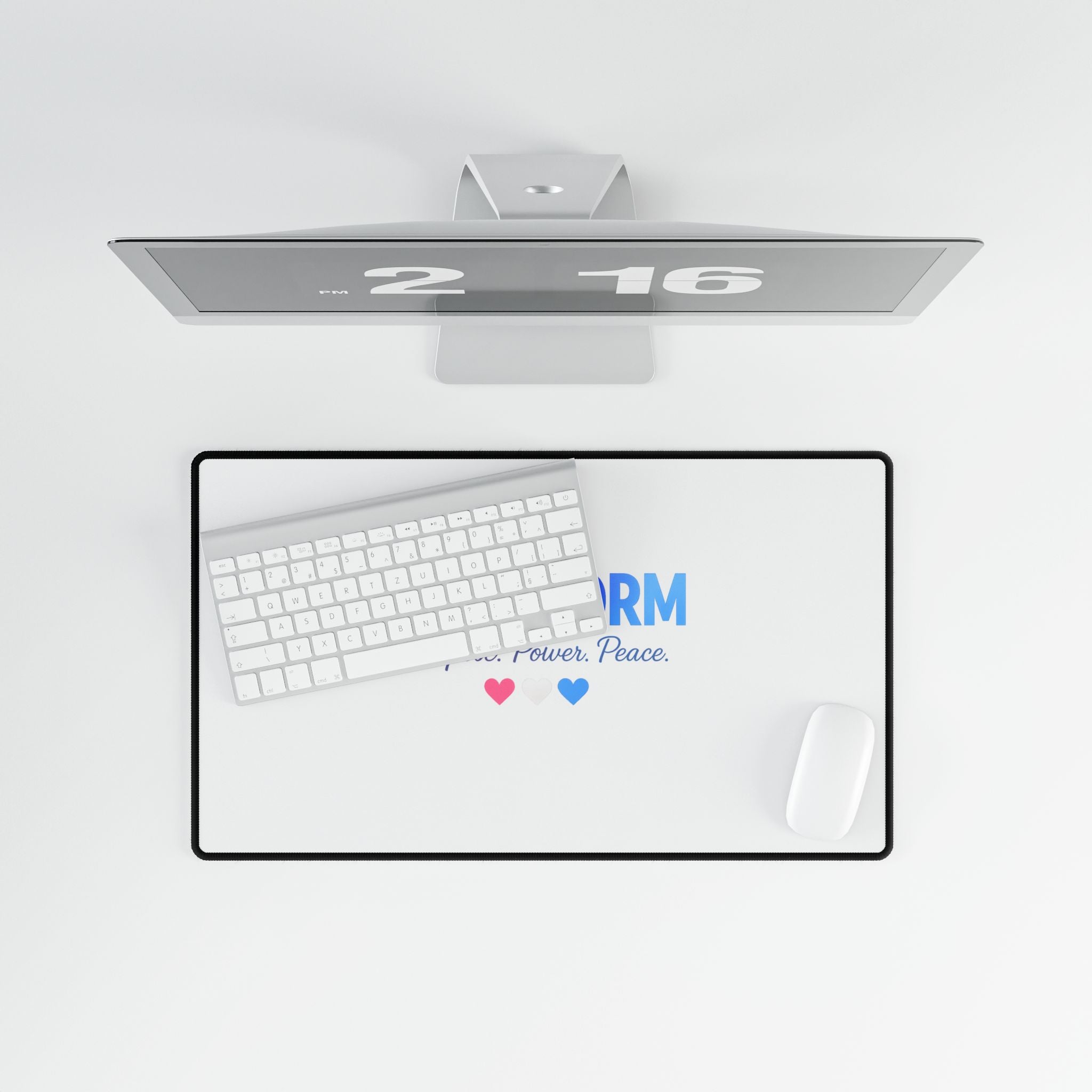 THE STORM Purpose. Power. Peace. Blue, White, Pink Heart Gaming/Office Mouse Pad