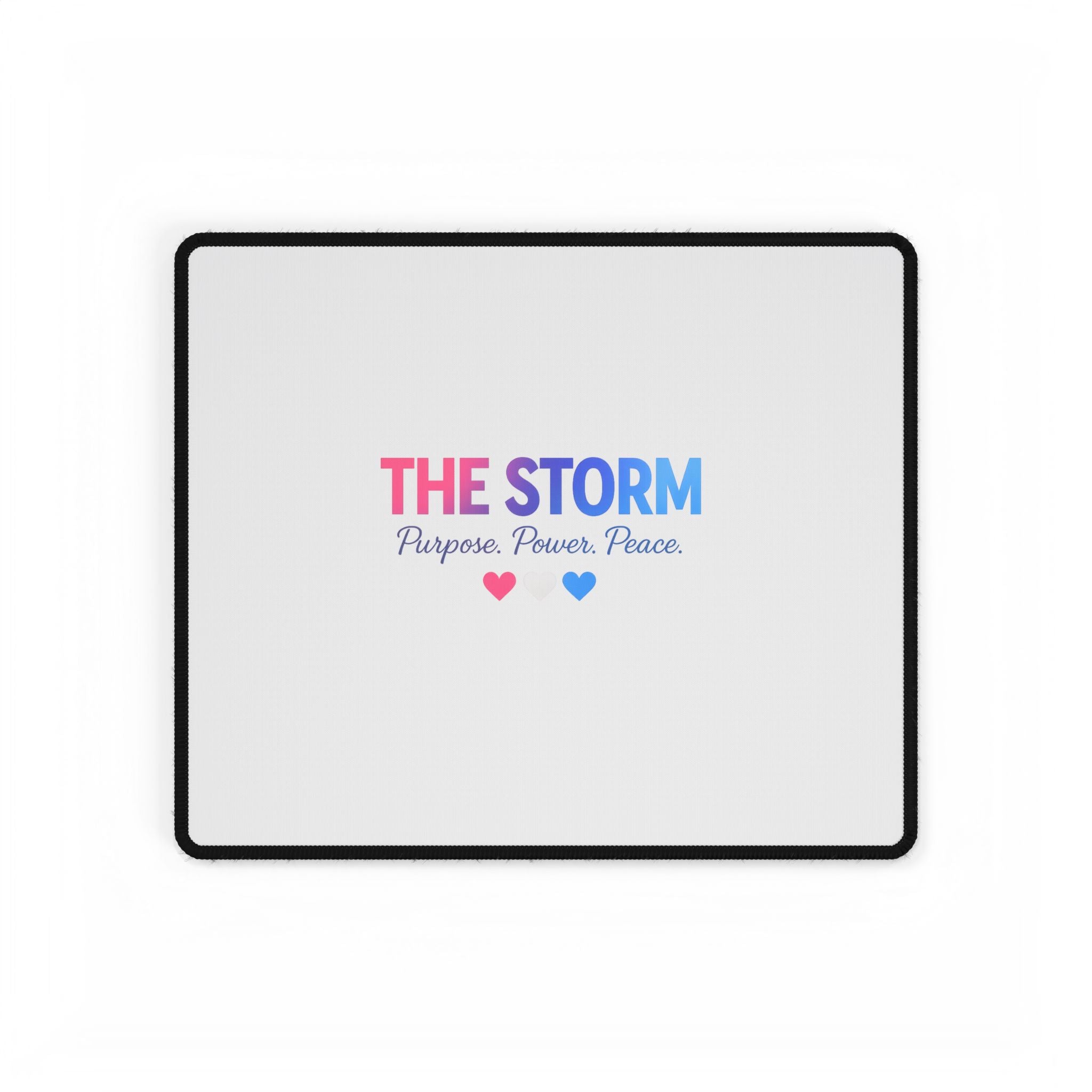 THE STORM Purpose. Power. Peace. Blue, White, Pink Heart Gaming/Office Mouse Pad