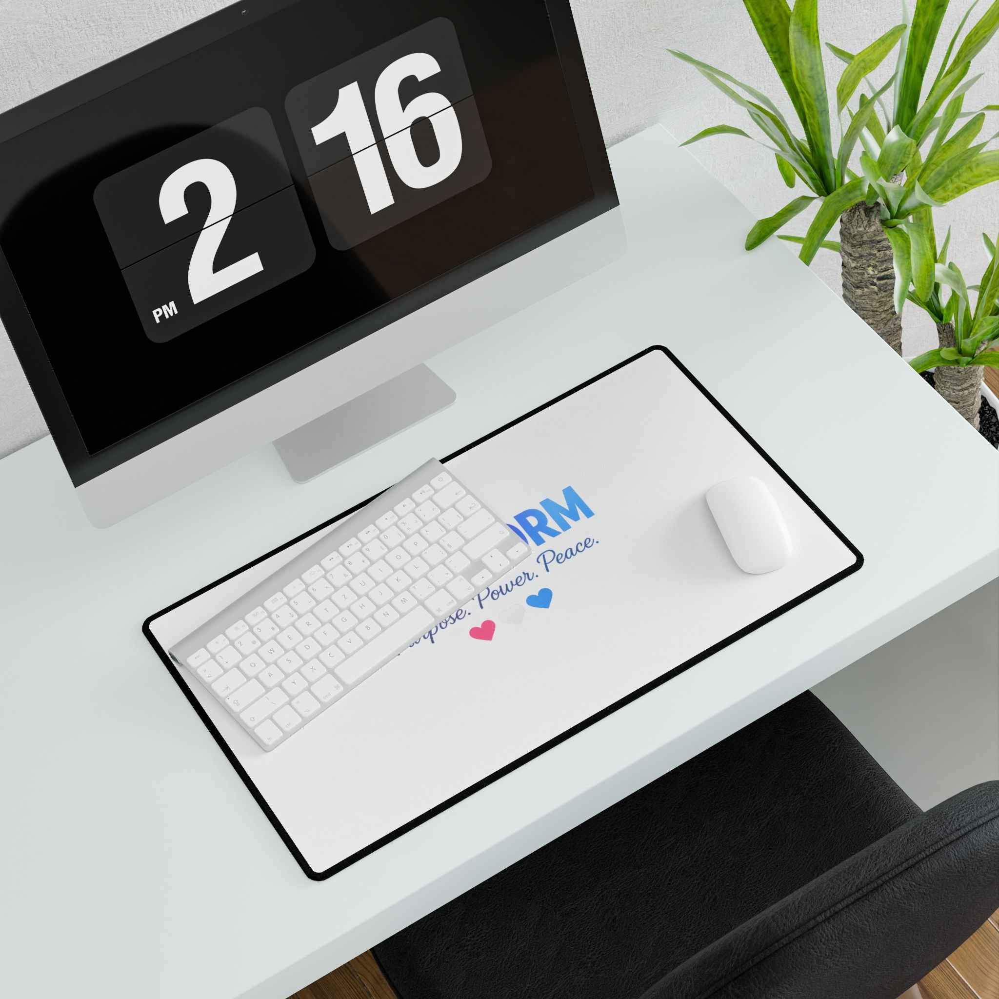 THE STORM Purpose. Power. Peace. Blue, White, Pink Heart Gaming/Office Mouse Pad