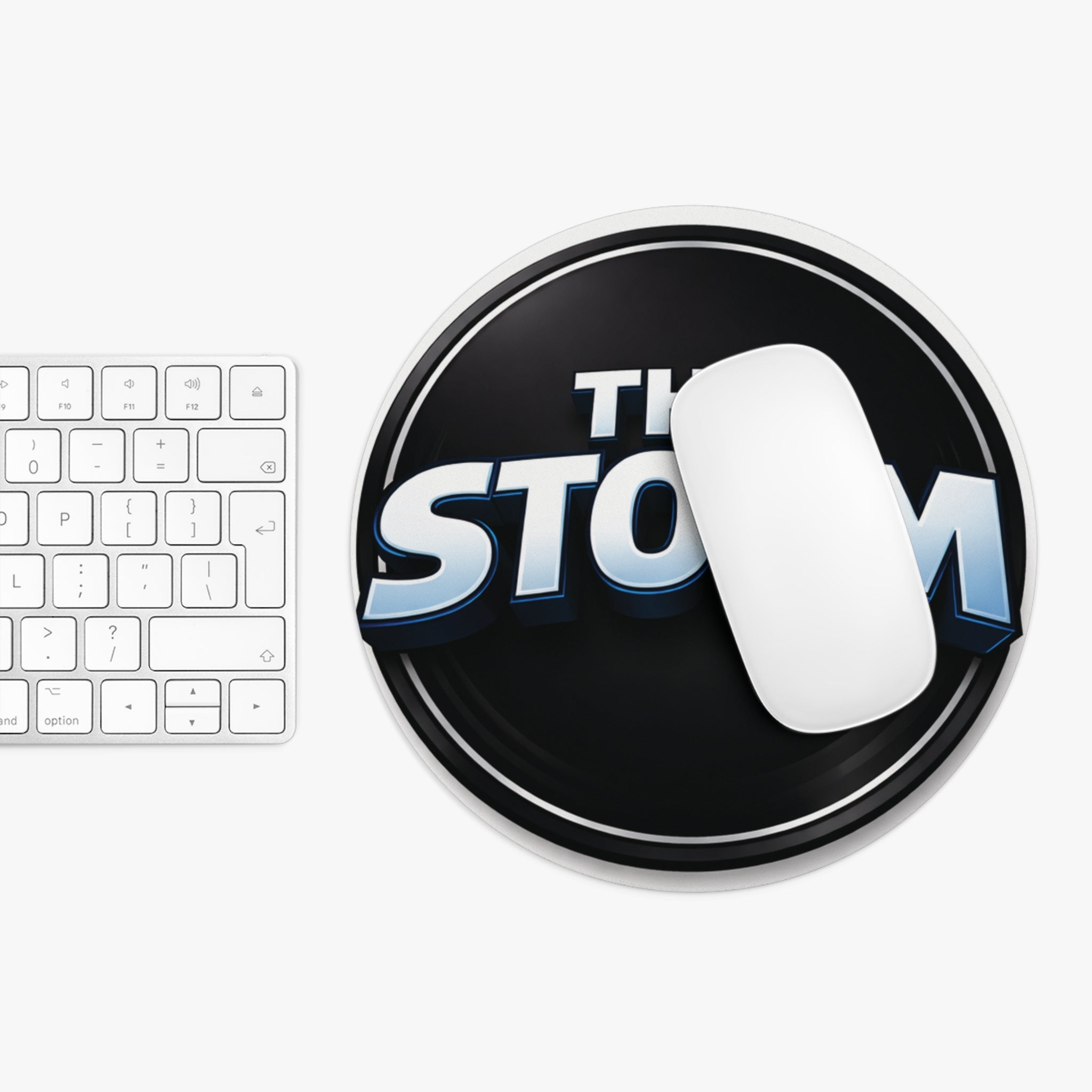 The Storm Round Mouse Pad — Bold 3D Logo Gaming Desk Mat
