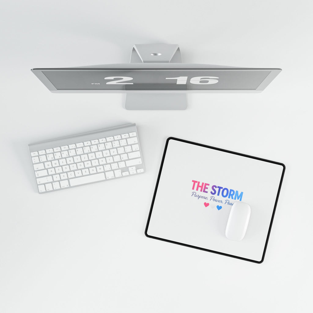 THE STORM Purpose. Power. Peace. Blue, White, Pink Heart Gaming/Office Mouse Pad