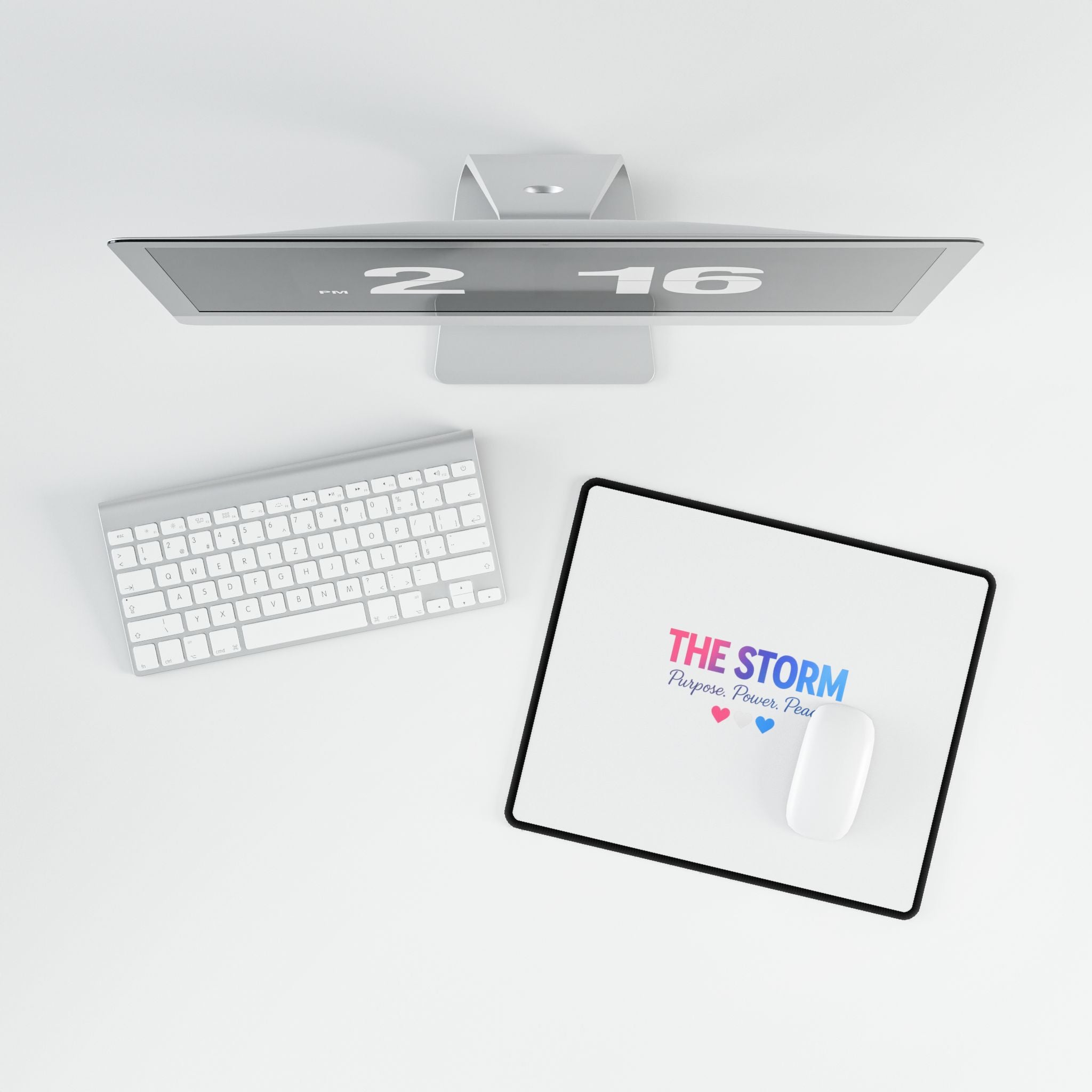 THE STORM Purpose. Power. Peace. Blue, White, Pink Heart Gaming/Office Mouse Pad