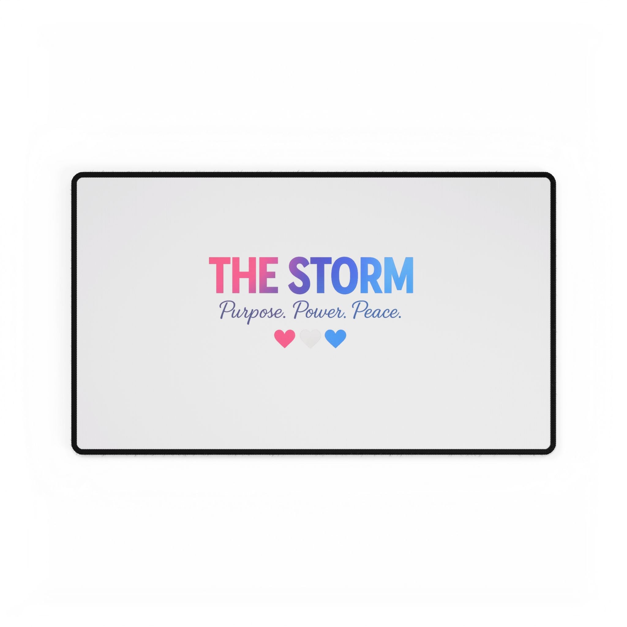 THE STORM Purpose. Power. Peace. Blue, White, Pink Heart Gaming/Office Mouse Pad