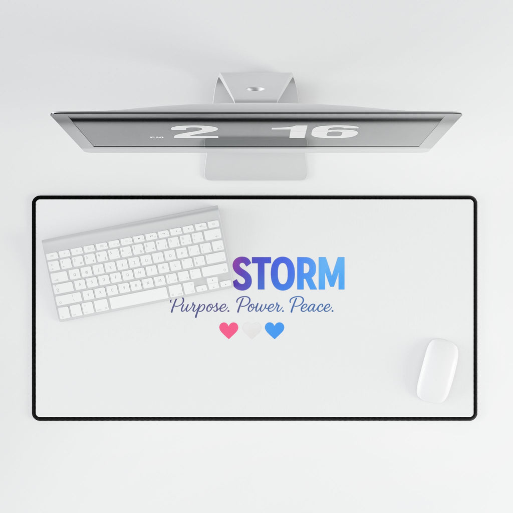 THE STORM Purpose. Power. Peace. Blue, White, Pink Heart Gaming/Office Mouse Pad